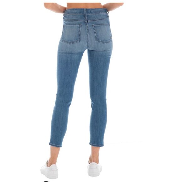 Fidelity Denim Womens Mid Rise Med Wash Faded Cropped Skinny Jeans Sz 32 New - Picture 1 of 11